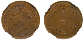 Cyprus, British Administration, Victoria, 1837-1901. 1/2 Piastre, 1885, Royal mint (KM2; Fitikides 18).

Cinnamon brown patina with superb details and...