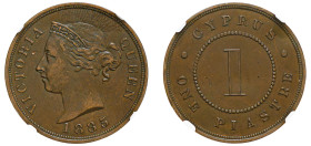 Cyprus, British Administration, Victoria, 1837-1901. Piastre, 1885, Royal mint (KM3.2; Fitikides 31).

A bold example with sharp details, dark brown p...