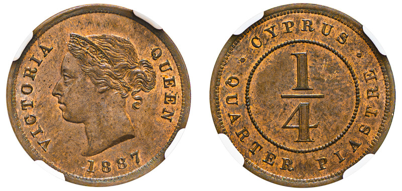 Cyprus, British Administration, Victoria, 1837-1901. 1/4 Piastre, 1887, Royal mi...