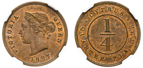 Cyprus, British Administration, Victoria, 1837-1901. 1/4 Piastre, 1887, Royal mint (KM1.1; Fitikides 8).

A superb example with fiery red cartwheel lu...