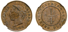 Cyprus, British Administration, Victoria, 1837-1901. 1/4 Piastre, 1900, Royal mint (KM1.2; Fitikides 11).

Sharp details with glossy brown patina and ...