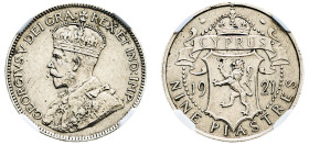 Cyprus, British Administration, George V, 1910-1936. 9 Piastres, 1921, Royal mint (KM13; Fitikides 66).

Graded UNC Details, Cleaned NGC.

From the “C...