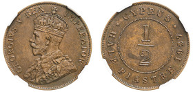 Cyprus, British Administration, George V, 1910-1936. 1/2 Piastre, 1927, Royal mint (KM17; Fitikides 54).

Glossy medium brown patina and clear fields....