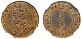 Cyprus, British Administration, George V, 1910-1936. 1/2 Piastre, 1930, Royal mint (KM17; Fitikides 55).

Lustrous example with attractive soft brown ...