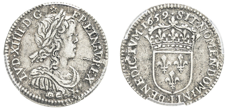 France, Louis XIV, 1643-1715. 1/12 Ecu, 1659 I, Limoges mint (KM166.9; Gad-112)....