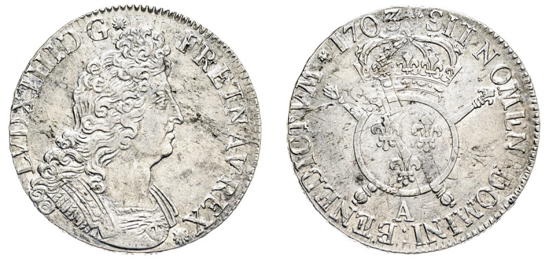 France, Louis XIV, 1643-1715. Ecu, 1703 A, Paris mint, 27.24g (KM329.1; Dav. 131...