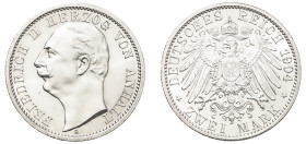 German States, Anhalt-Dessau, Friedrich II, 1904-1918. 2 Mark, 1904 A, Berlin mint (KM27).

A truly uncirculated example with pristine surfaces and ca...