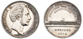 German States, Bavaria, Maximilian II, 1848-1864. 2 Taler (3 1/2 Gulden), 1854, Exhibition of German Products, Munich mint, variety with “VEREINSMÜNZE...
