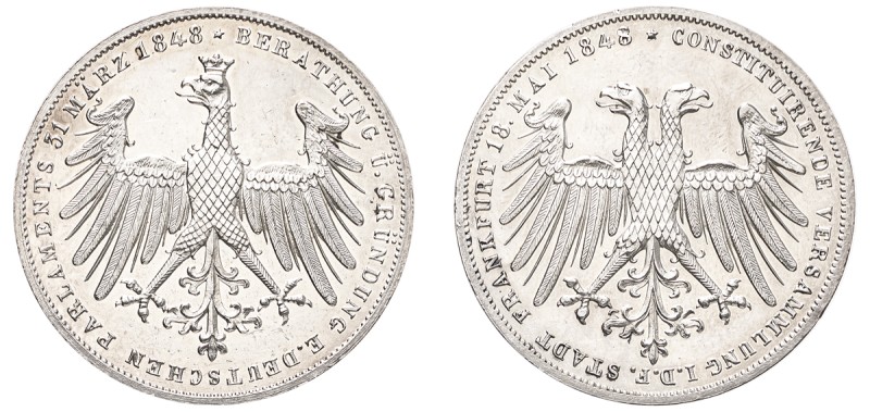 German States, Frankfurt, 1372-1866. 2 Gulden, 1848, Constitutional Convention, ...