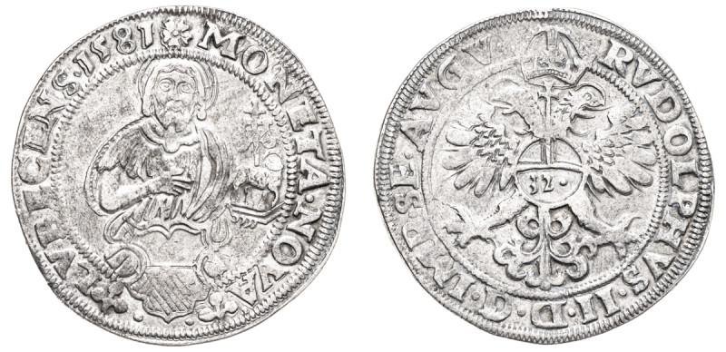 German States, Lübeck, Rudolph II, 1576-1612. Taler (32 Schilling), 1581, 28.88g...