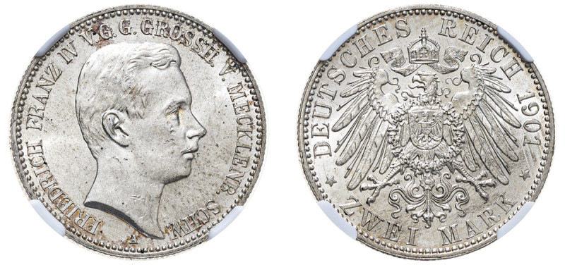 German States, Mecklenburg-Schwerin, Friedrich Franz IV, 1897-1918. 2 Mark, 1901...