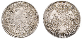 German States, Nurnberg, Ferdinand II, 1619-1637. Taler, 1627, cross (+) for engravers’ mark (Kreuz-Georg Nurnberger, 1622-1657), Nurnberg mint, 29.16...