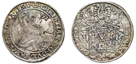 German States, Saxony (Albertinian Line), Christian I, 1586-1591. Taler, 1591 HB, Dresden mint, 29.06g (KM-MB251; Dav. 9806).

Good very fine with lig...