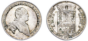 German States, Saxony (Albertinian Line), Francis Xavier, 1763-1768. Conventionstaler (Taler), 1765 EDC, Dresden mint, 27.82g (KM976; Dav. 2678). 

Go...