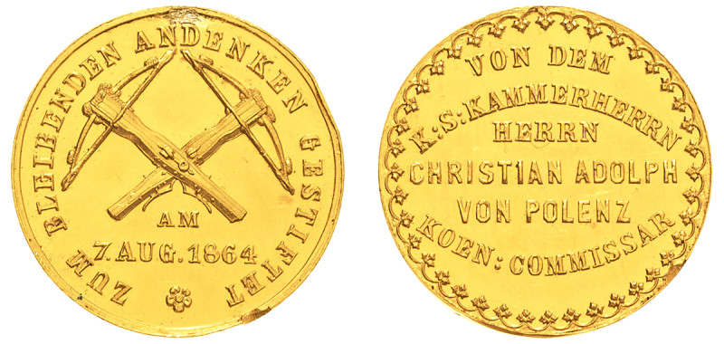 German States, Saxony (Albertinian Line), Johhan I, 1854-1873. AV Medallic Ducat...