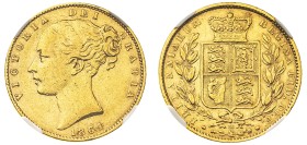 Great Britain, Victoria, 1837-1901. AV ‘Shield’ Sovereign, 1864, Die number: 36, London mint (KM736.2; S-3853; Fr. 387i).

Most of the wear on the o...
