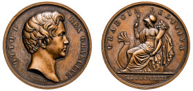 Greece, King Otto, 1832-1862. Bronze Medal, dated 1832, struck to commemorate the King Otto I Accession, by C. Voigt, 41mm (Wurzbach 7023).

About unc...