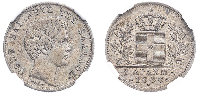 Greece, King Otto, 1832-1862. Drachma, 1833 A , First Type, Paris mint (KM15; Di...