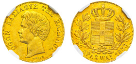 Greece, King Otto, 1832-1862. AV 20 Drachmai, 1833, Munich mint (KM21; Divo 9; Fr. 10).

A very handsome example of this desirable type with underlyin...