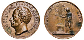 Greece, King Otto, 1832-1862. Bronze Medal, 1835, The Greek Revolution against Turkish Occupation - Admiral A. Miaoulis Naval Merit, by Konrad Lange, ...