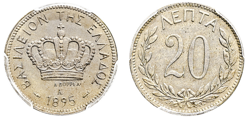 Greece, King George I, 1863-1913. 20 Lepta, 1895 A, Third Type, Paris mint (KM57...