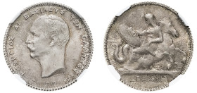 Greece, King George I, 1863-1913. Drachma, 1910, Second Type, Paris mint (KM60; Divo 54a; IV24). 

Light grey tone with golden hues around highlights ...