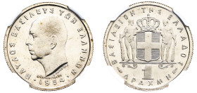 Greece, King Paul, 1947-1964. Copper-Nickel Pattern Drachma, 1954, Paris mint, reeded edge, by B. Falireas. ΠΑΥΛΟΣ ΒΑΣΙΛΕΥΣ ΤΩΝ ΕΛΛΗΝΩΝ, portrait of m...