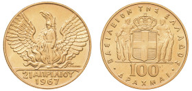 Greece, King Constantine II, 1964-1973. AV 100 Drachmai, ND (1970), Kremnitz mint, 32.21g (KM95; Fr. 21).

Uncirculated.

Struck to commemorate the Ap...