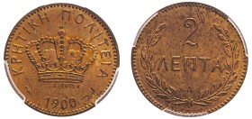 Greece, Crete, Prince George, 1898-1906. 2 Lepta, 1900 A, Paris mint (KM2; Divo 137a).

Lustrous specimen with exceptional details and fiery red ton...