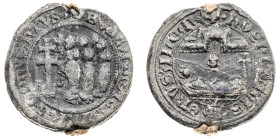 Malta, Knights of Rhodes (Knights Hospitaller), Anonymous, c. 15th century. Bulla - Seal, 48.36g. + BVLLA • M • MA(G •) ET • CONVENTVS, seven attendan...