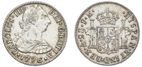 Mexico, Charles III, 1759-1788. 2 Reales, 1776 Mo FM, Mexico City mint, 6.71g (KM88.2)

Extremely fine with sharp details and nice developing iridesce...