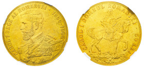 Romania, Carol I, 1881-1914. AV 50 Lei, 1906, 40th Anniversary of the Reign of Carol I, Brussels mint (KM39; Fr. 6).

A very attractive specimen of th...