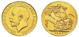 South Africa, George V, 1910-1936. AV Sovereign, 1927 SA, Pretoria mint (KM21; S-4004; Fr. 5).

Lustrous specimen with strong details and perfect su...