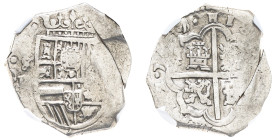 Spain, Philip III, 1598-1621. Cob 4 Reales, 1617/6 S D, Seville mint, 13.68g (KM33.4).

Struck on a defective planchet otherwise great details for iss...