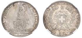 Switzerland. Federal State, 1848-. 5 Francs, 1872, Zurich Shooting Festival, Bern mint (KM-XS11; Dav. 385).

Mirror-like surfaces and exceptional de...