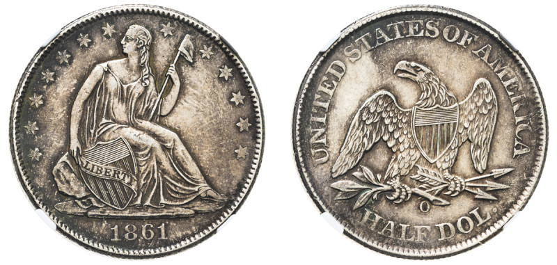 USA, Federal Republic, 1776-. “Seated Liberty” 1/2 Dollar (50 Cents), 1861 O, Ne...