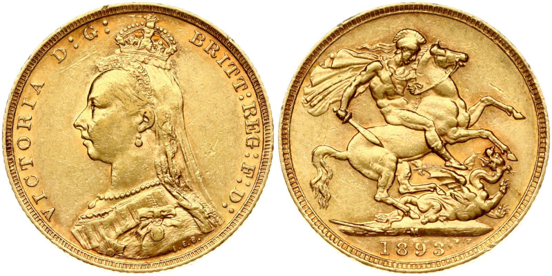 Australia. Victoria (1837-1901). Sovereign 1893 M, Melbourne. Gold 7.97 g. Fr. 2...