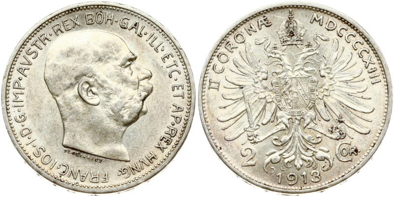 Austria. Franz Joseph I (1848-1916). 2 Corona 1913. Silver 9.98 g. KM 2821.