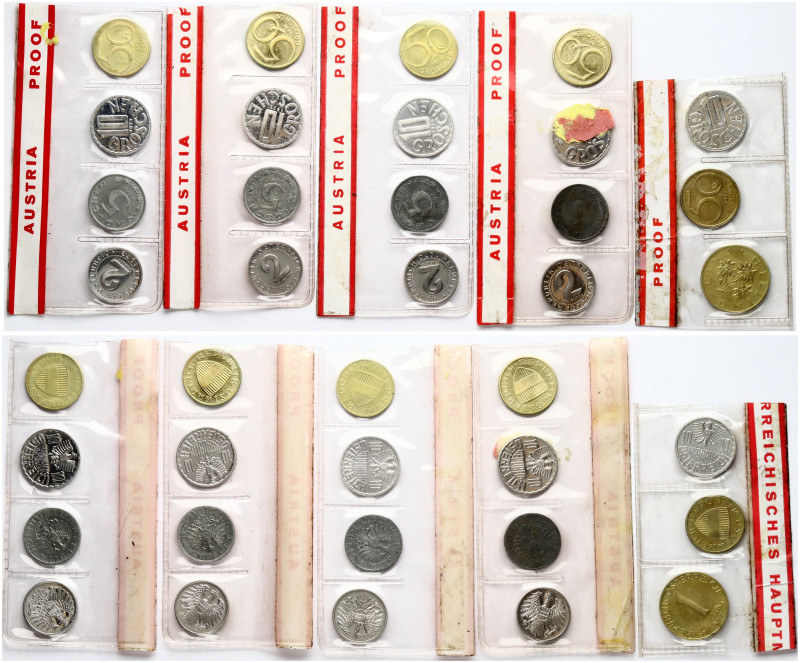 Austria 2 - 50 Groschen 1970-1977 Set. Aluminium-magnesium, Zinc, Aluminium, Alu...