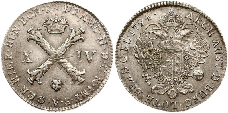 Austrian Netherlands. Franz II (1792-1795). 14 Liards 1794. Silver 2.67 g. KM 59...