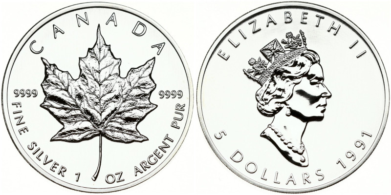 Canada. Elizabeth II (1952-2022). 5 Dollars 1991. Silver .9999, 31.26 g. KM-187.