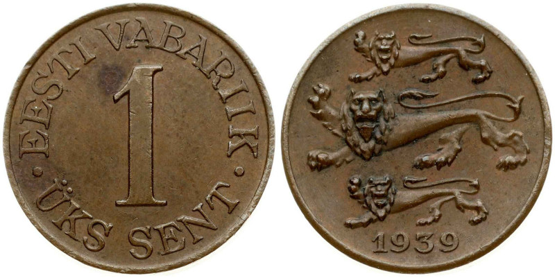 Estonia. 1 Sent 1939. Bronze. KM-19.1; Kaupo Laan P 15.