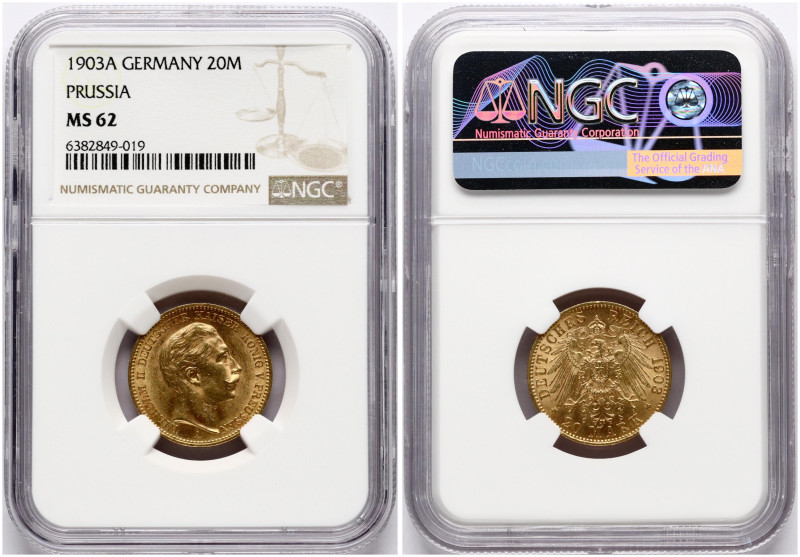 Germany, Prussia. Wilhelm II (1888-1918). 20 Mark 1903 A. Gold. KM 521. NGC MS 6...