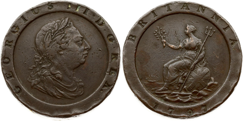 Great Britain. George III (1760-1820). 2 Pence 1797. Copper 56.21 g. KM 619, Sp ...