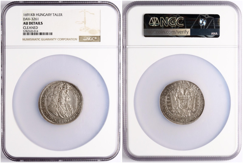 Hungary. Leopold I (1657-1705). Taler 1691 KB. Silver. KM 214, Dav 3261. NGC AU ...