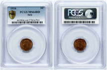 Italy 1 Centesimo 1916 R PCGS MS 64 RD