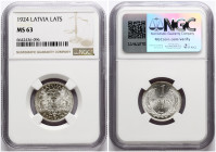 Latvia 1 Lats 1924 NGC MS 63