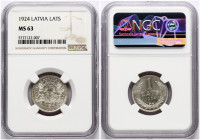 Latvia 1 Lats 1924 NGC MS 63