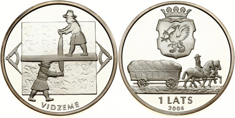 Latvia. 1 Lats 2004, Vidzeme. Silver .925, 31.49 g. KM 71.