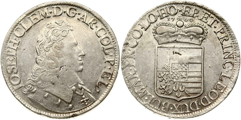 Liege. Joseph Clement (1694-1723). Patagon 1700. Silver 27.81 g. Dav. 4303, KM 1...